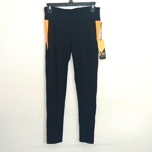 NWT Women's 90 Degree by Reflex Black Orange Yoga Workout Pants Size Small